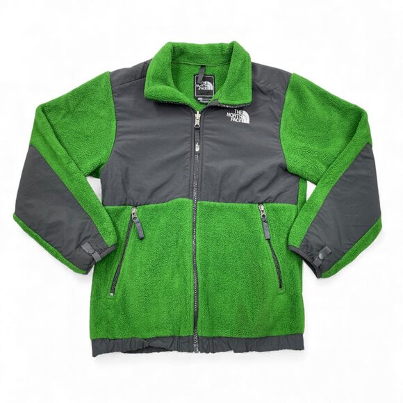 The North Face Green Gray Fleece Polartec Zip Jacket Boys Kids Medium 10-12 - Picture 1 of 9
